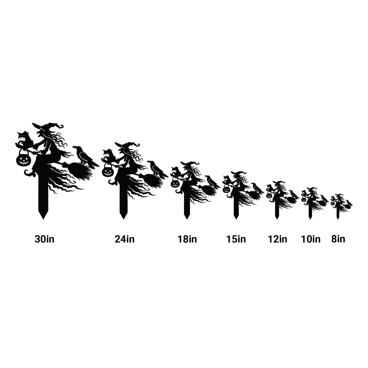 Witch on Broomstick Metal Yard Stake, Halloween Outdoor Decor