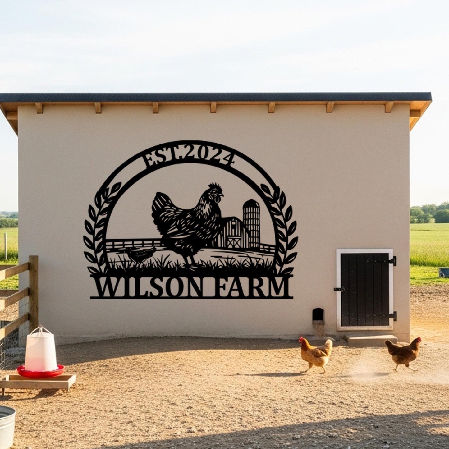 Custom Chicken Farm Sign, Personalized Farmhouse Metal Sign, Outdoor Barn Wall Art, Country Chicken Decor, Rustic Gifts for Farmers
