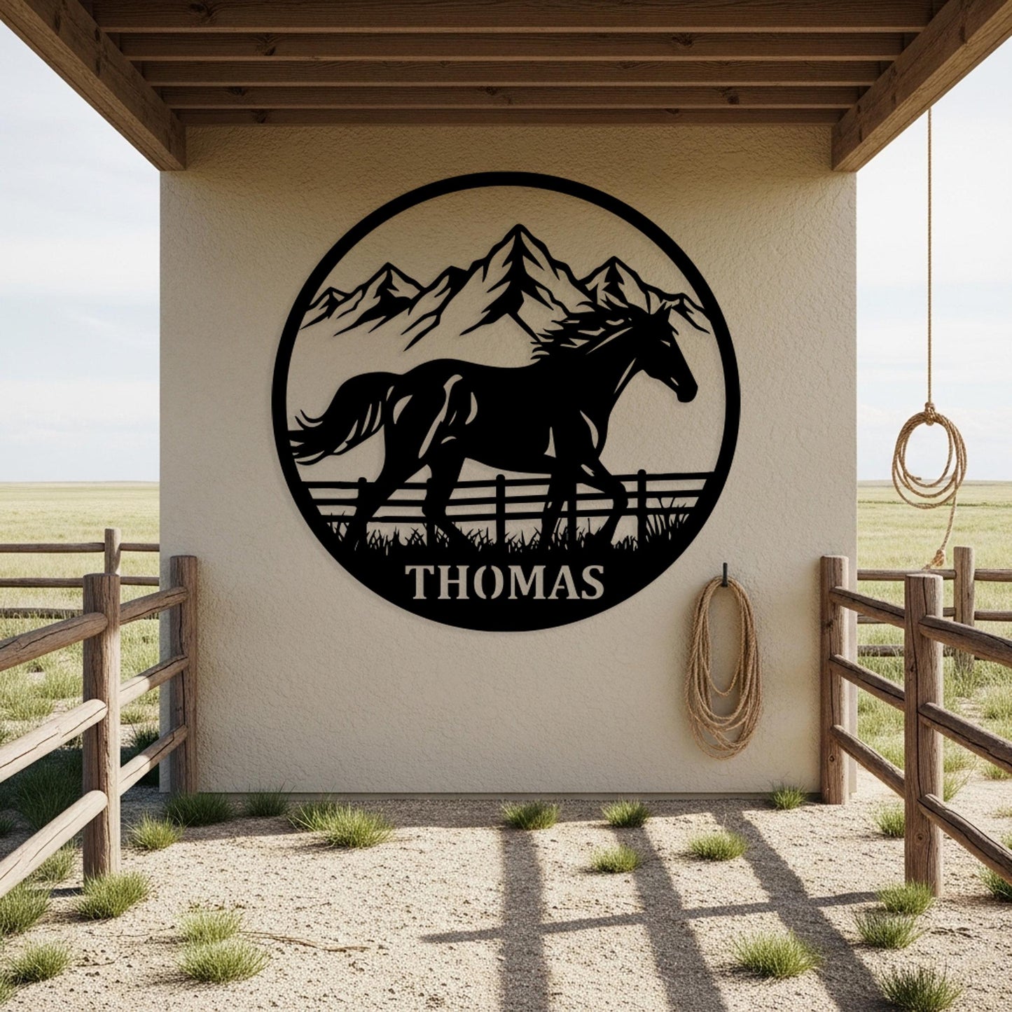 Custom Horse Family Metal Sign, Personalized Farm Sign, Running Horse Round Wall Decor, Family Ranch Sign, Unique Gift for Horse Lovers