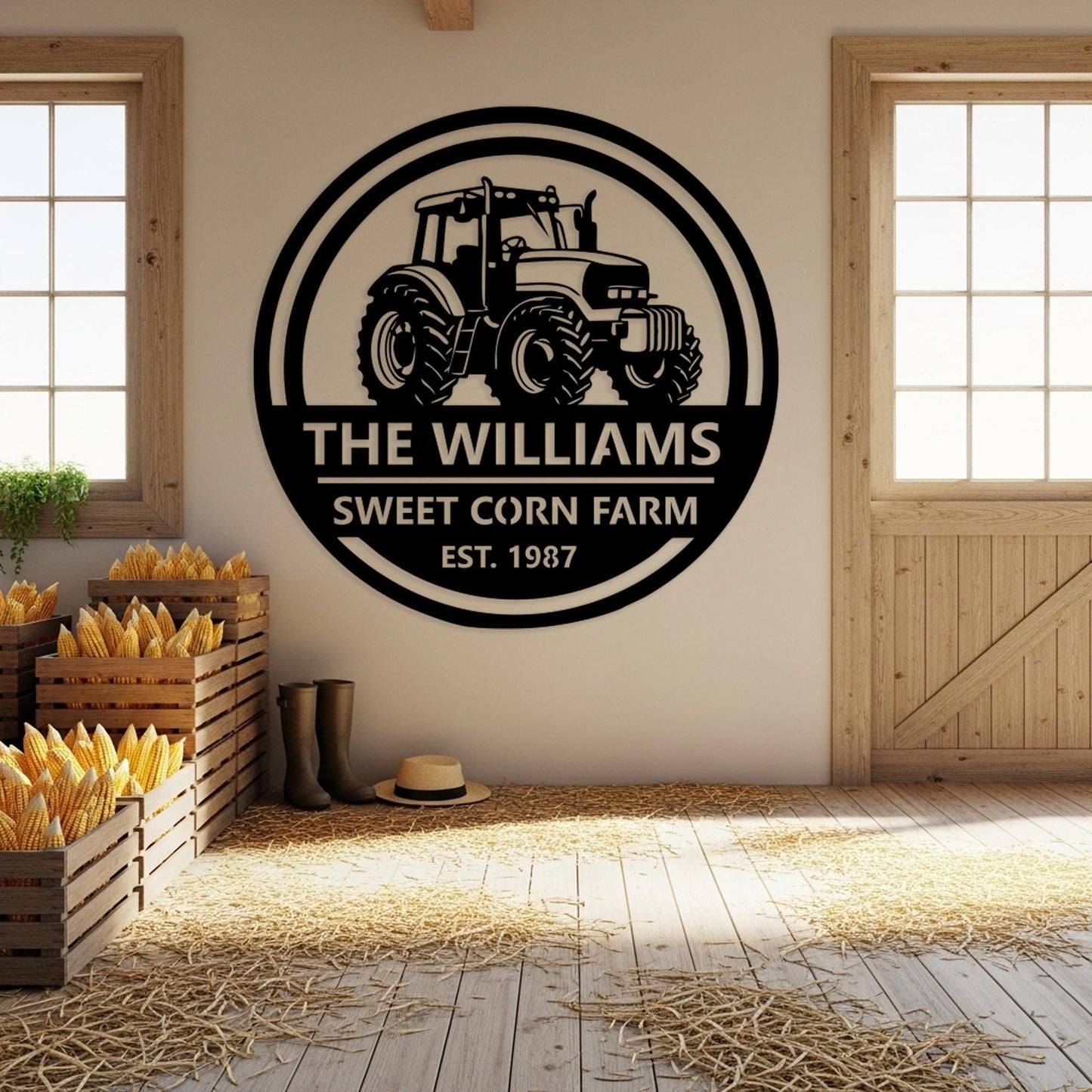Custom Farm Name Sign, Tractor Metal Wall Art, Rustic Outdoor Ranch Decor, Family Barn Sign, Country Home Decor, Farmer Gifts for Family