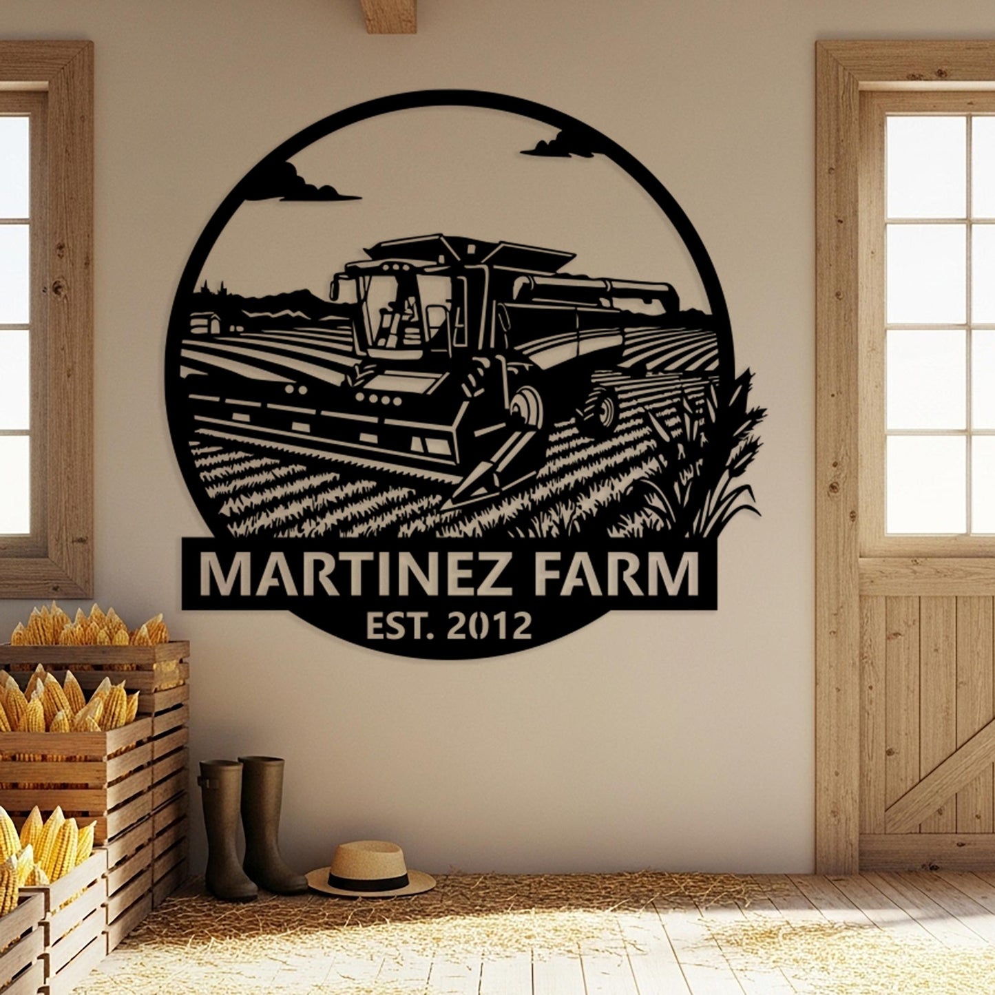 Modern Farm Name Sign, Custom Outdoor Farmhouse Sign, Personalized Harvester Sign, Family Farmhouse Decor, Personalized Country Decor