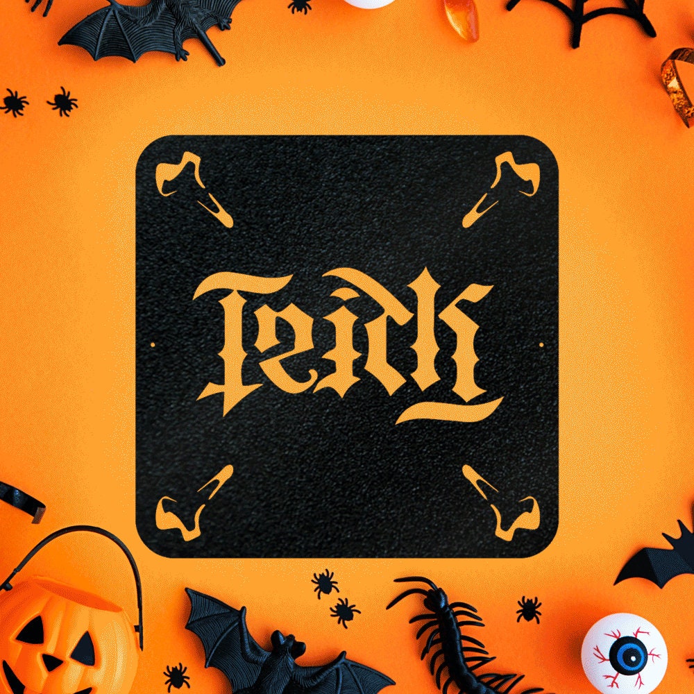 Halloween "Trick & Treat" Metal Sign, Haunted House Decor