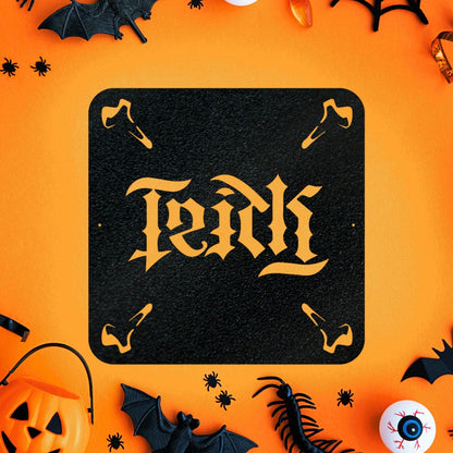 Halloween "Trick & Treat" Metal Sign, Haunted House Decor