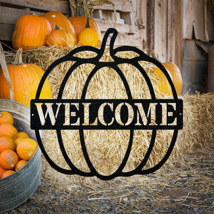 Custom Name Pumpkin Metal Sign, Pumpkin Door Hanger, Fall Door Hanger, Custom Fall Wreath
