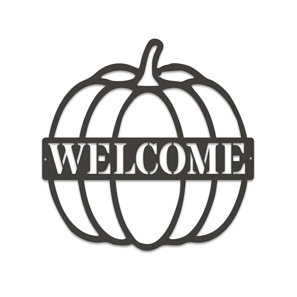 Custom Name Pumpkin Metal Sign, Pumpkin Door Hanger, Fall Door Hanger, Custom Fall Wreath