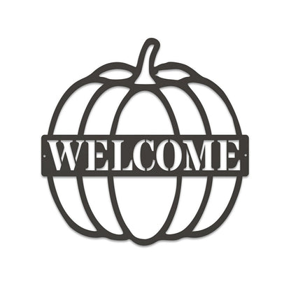 Custom Name Pumpkin Metal Sign, Pumpkin Door Hanger, Fall Door Hanger, Custom Fall Wreath