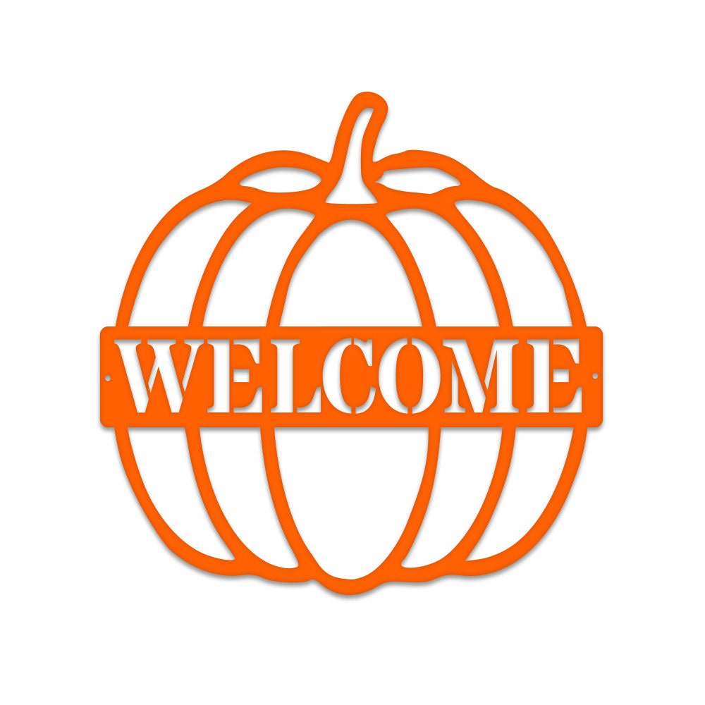 Custom Name Pumpkin Metal Sign, Pumpkin Door Hanger, Fall Door Hanger, Custom Fall Wreath