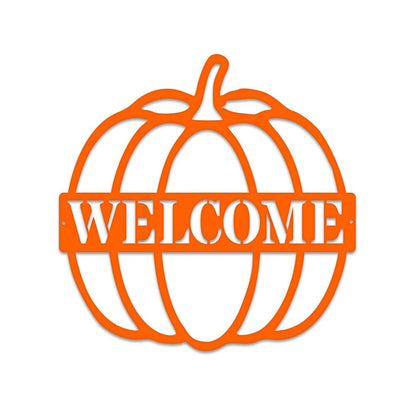 Custom Name Pumpkin Metal Sign, Pumpkin Door Hanger, Fall Door Hanger, Custom Fall Wreath