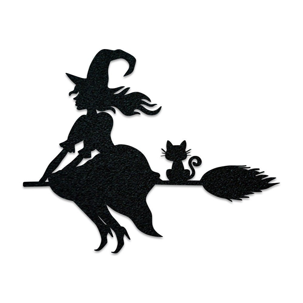 Witch on her Flying Broom, Metal Sign, Haunted House Sign, Scary Sign, Spooky Sign, Halloween Flying Witch