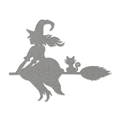 Witch on her Flying Broom, Metal Sign, Haunted House Sign, Scary Sign, Spooky Sign, Halloween Flying Witch