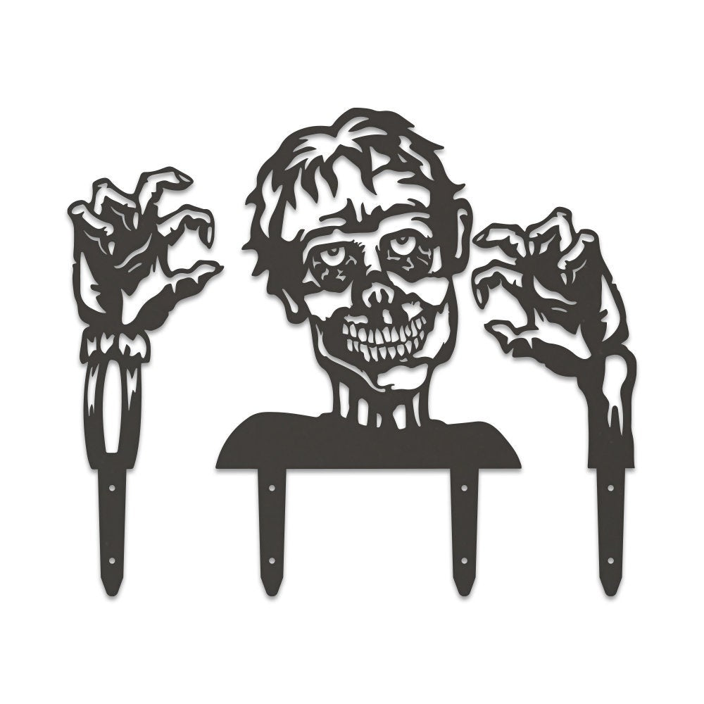 Zombie 3 Piece Set Yard or Fence Signs - Metal Halloween Decor