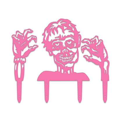 Zombie 3 Piece Set Yard or Fence Signs - Metal Halloween Decor