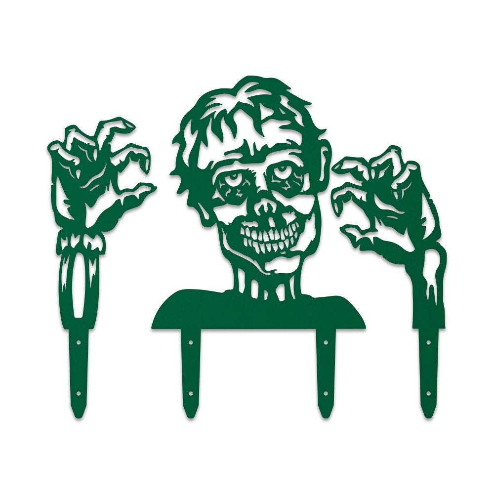 Zombie 3 Piece Set Yard or Fence Signs - Metal Halloween Decor