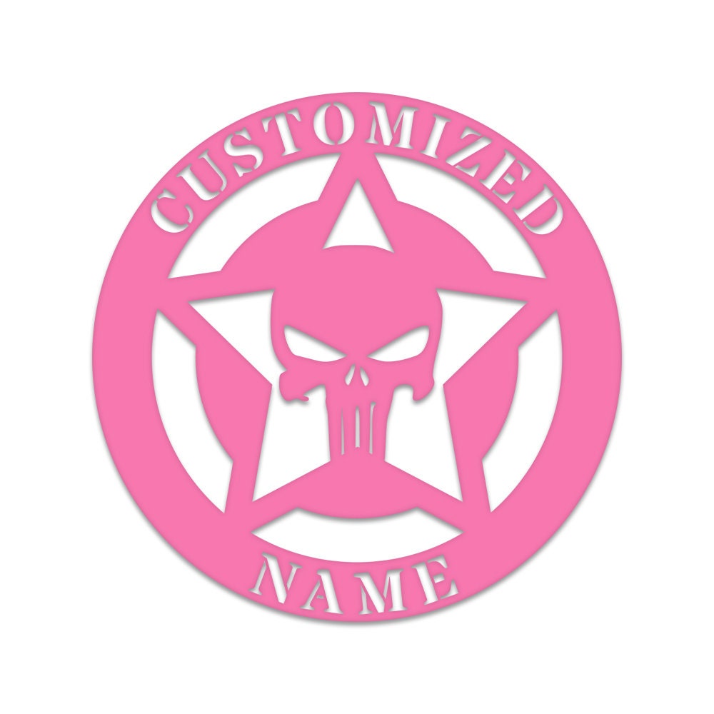 Punisher Skull Monogram, Punisher, custom skull sign, custom sign, Halloween, custom name signs, custom metal sign