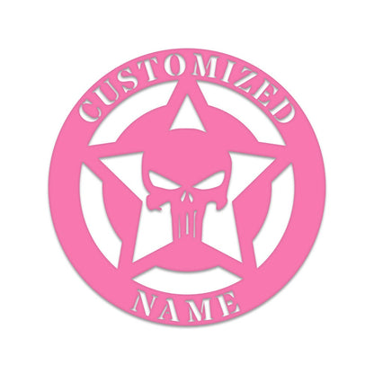 Punisher Skull Monogram, Punisher, custom skull sign, custom sign, Halloween, custom name signs, custom metal sign
