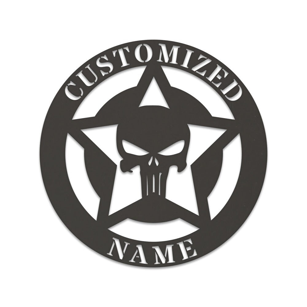 Punisher Skull Monogram, Punisher, custom skull sign, custom sign, Halloween, custom name signs, custom metal sign
