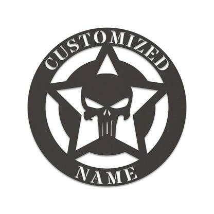 Punisher Skull Monogram, Punisher, custom skull sign, custom sign, Halloween, custom name signs, custom metal sign