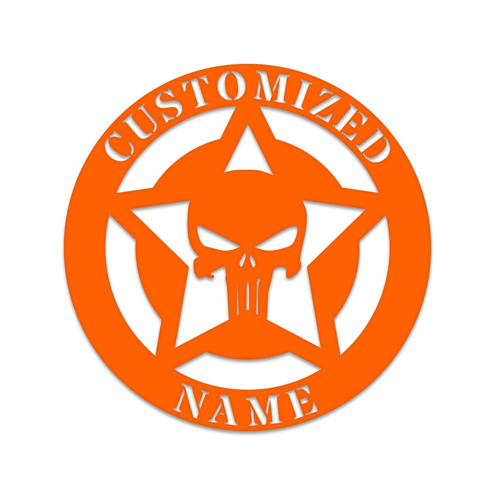Punisher Skull Monogram, Punisher, custom skull sign, custom sign, Halloween, custom name signs, custom metal sign
