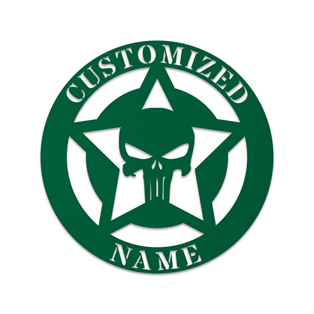Punisher Skull Monogram, Punisher, custom skull sign, custom sign, Halloween, custom name signs, custom metal sign