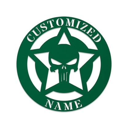 Punisher Skull Monogram, Punisher, custom skull sign, custom sign, Halloween, custom name signs, custom metal sign