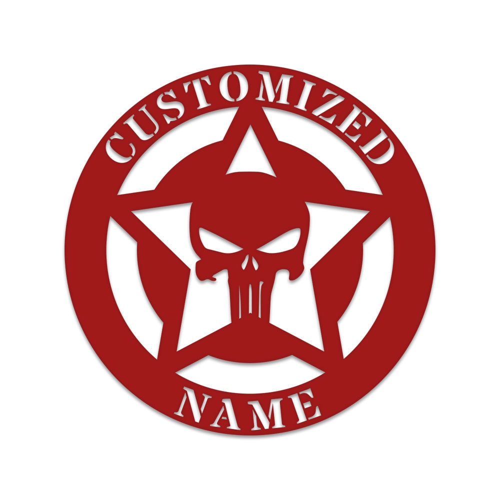 Punisher Skull Monogram, Punisher, custom skull sign, custom sign, Halloween, custom name signs, custom metal sign