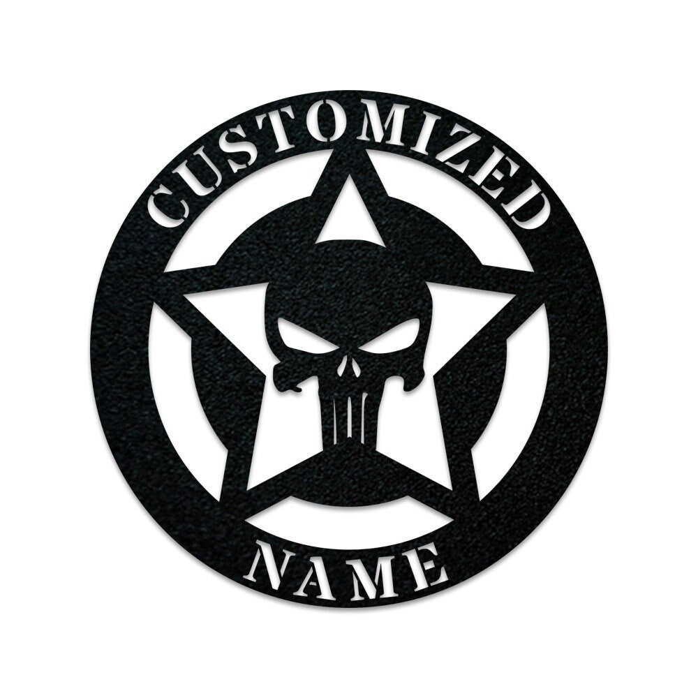 Punisher Skull Monogram, Punisher, custom skull sign, custom sign, Halloween, custom name signs, custom metal sign