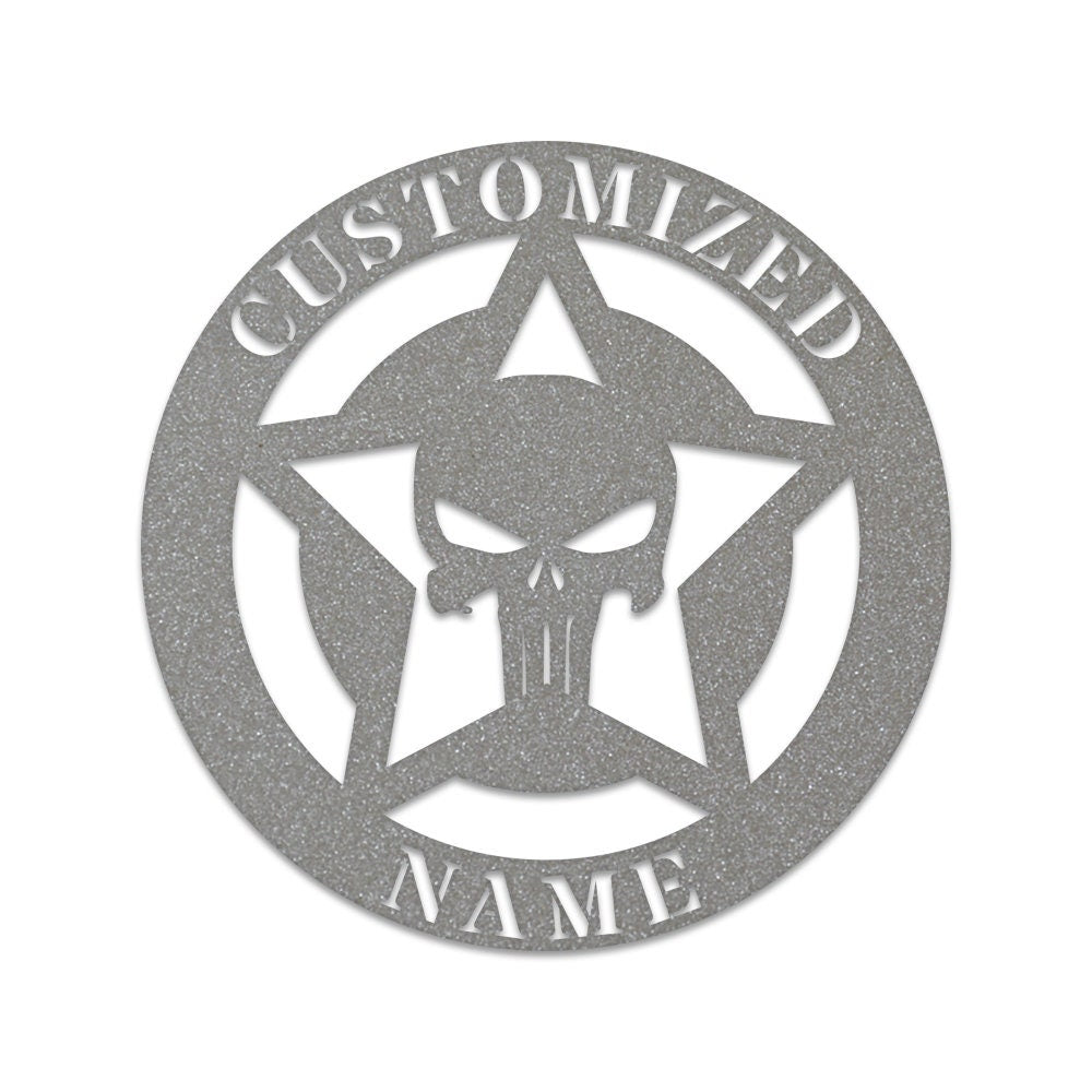 Punisher Skull Monogram, Punisher, custom skull sign, custom sign, Halloween, custom name signs, custom metal sign