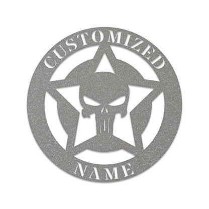Punisher Skull Monogram, Punisher, custom skull sign, custom sign, Halloween, custom name signs, custom metal sign