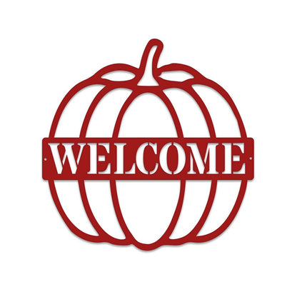 Custom Name Pumpkin Metal Sign, Pumpkin Door Hanger, Fall Door Hanger, Custom Fall Wreath