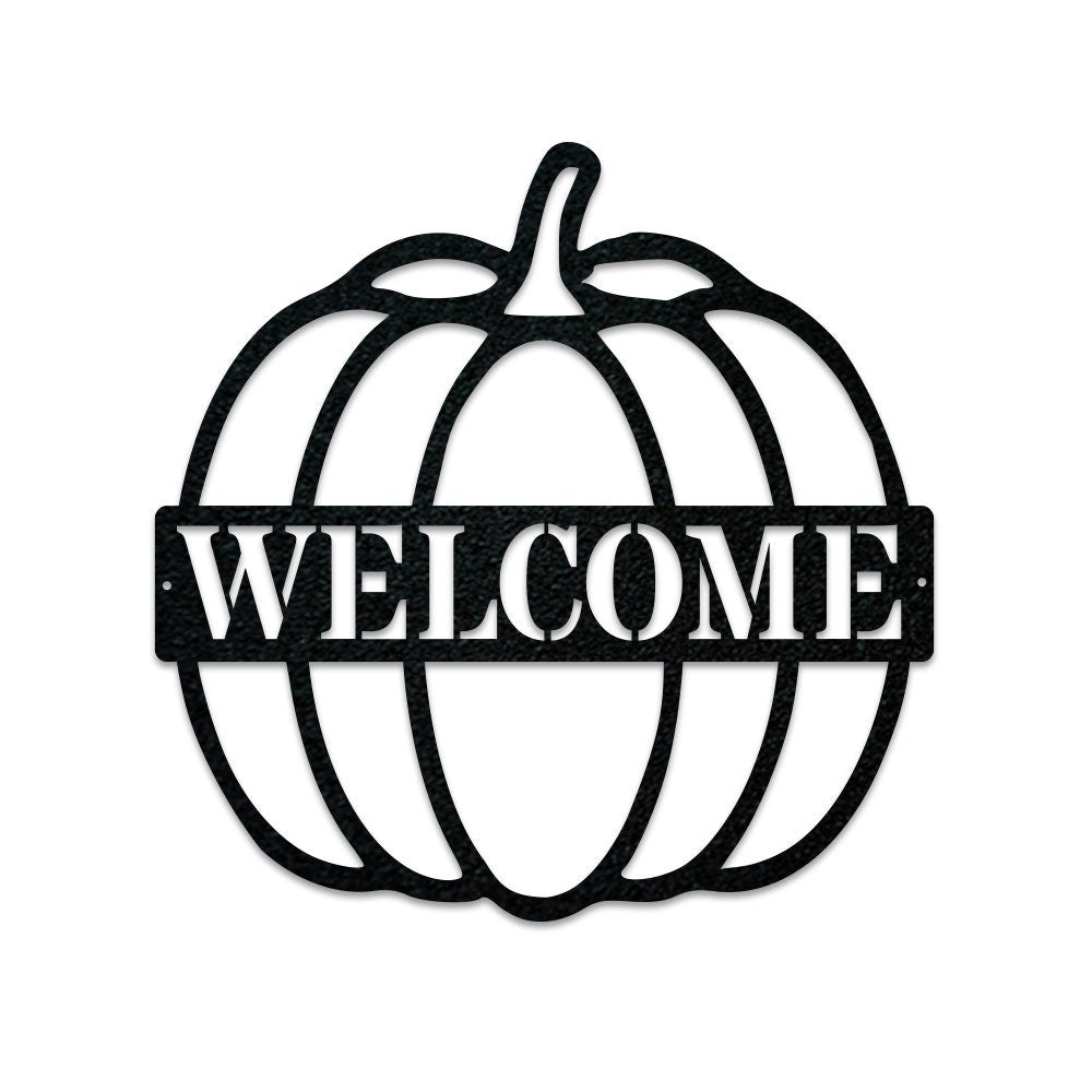 Custom Name Pumpkin Metal Sign, Pumpkin Door Hanger, Fall Door Hanger, Custom Fall Wreath