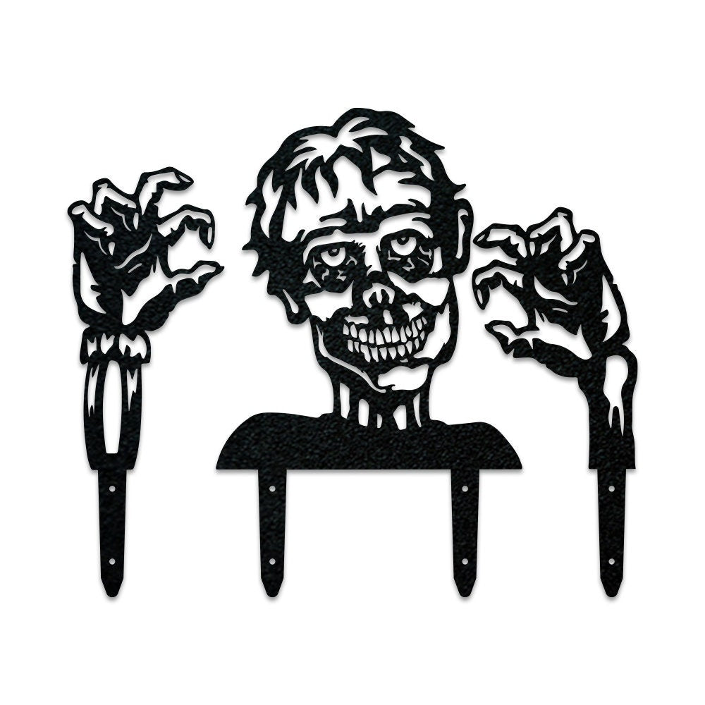 Zombie 3 Piece Set Yard or Fence Signs - Metal Halloween Decor