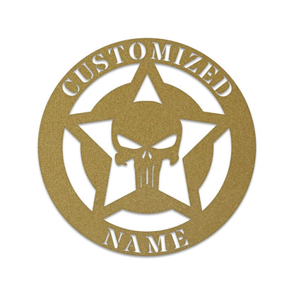 Punisher Skull Monogram, Punisher, custom skull sign, custom sign, Halloween, custom name signs, custom metal sign