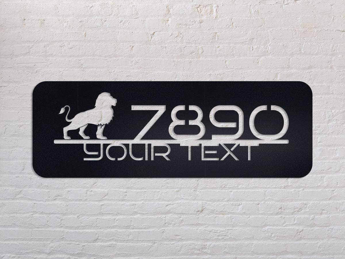 Lion House Number Sign, Custom Metal Address Plaque