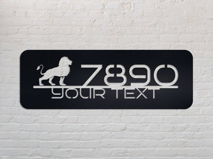 Lion House Number Sign, Custom Metal Address Plaque