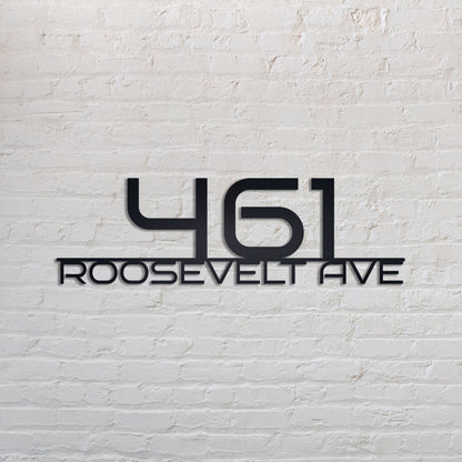 Modern Metal House Number Sign, Custom Street Name Address Plaque