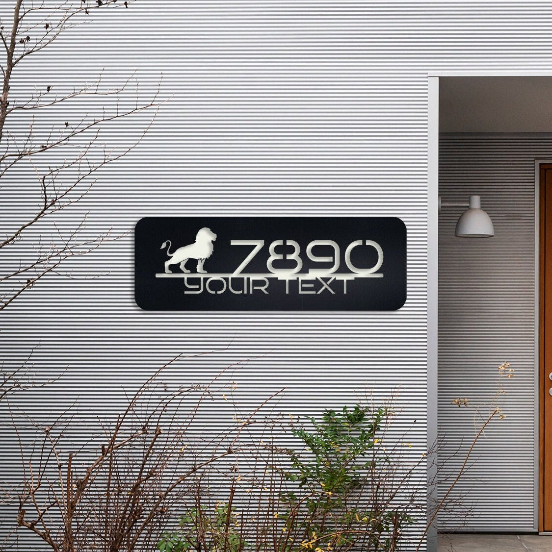 Lion House Number Sign, Custom Metal Address Plaque