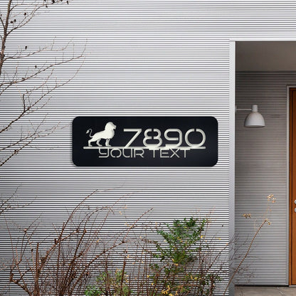 Lion House Number Sign, Custom Metal Address Plaque