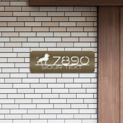 Lion House Number Sign, Custom Metal Address Plaque