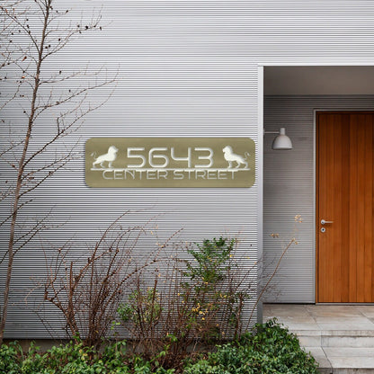 Custom Metal House Number Sign with Lion