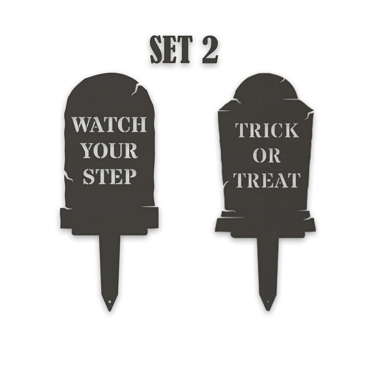 Halloween Grave Yard Stakes - Set of 2 - Headstones - Spooky Metal Yard Decor - Metal Fall Yard Art - Laser Cut Outdoor Metal Art