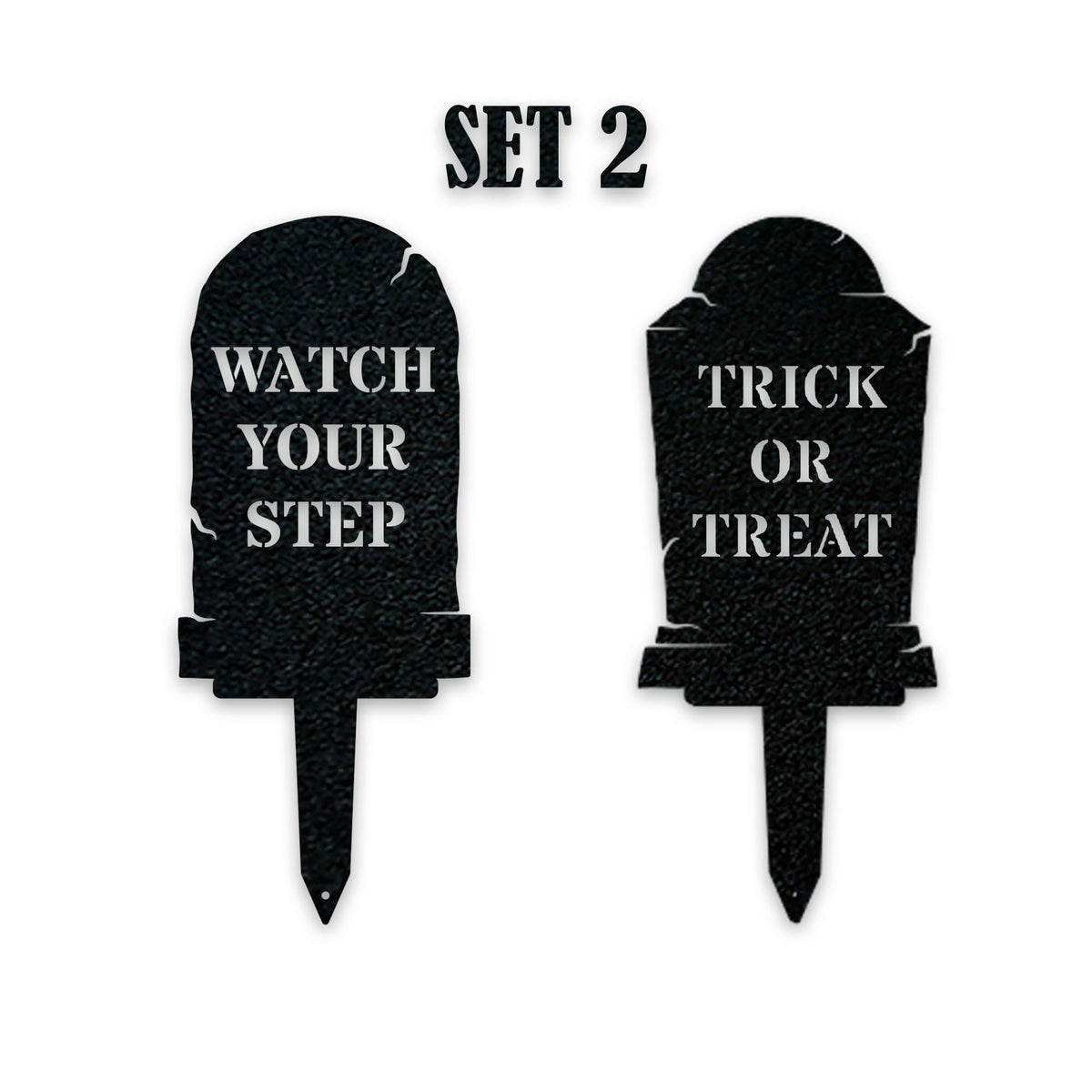 Halloween Grave Yard Stakes - Set of 2 - Headstones - Spooky Metal Yard Decor - Metal Fall Yard Art - Laser Cut Outdoor Metal Art