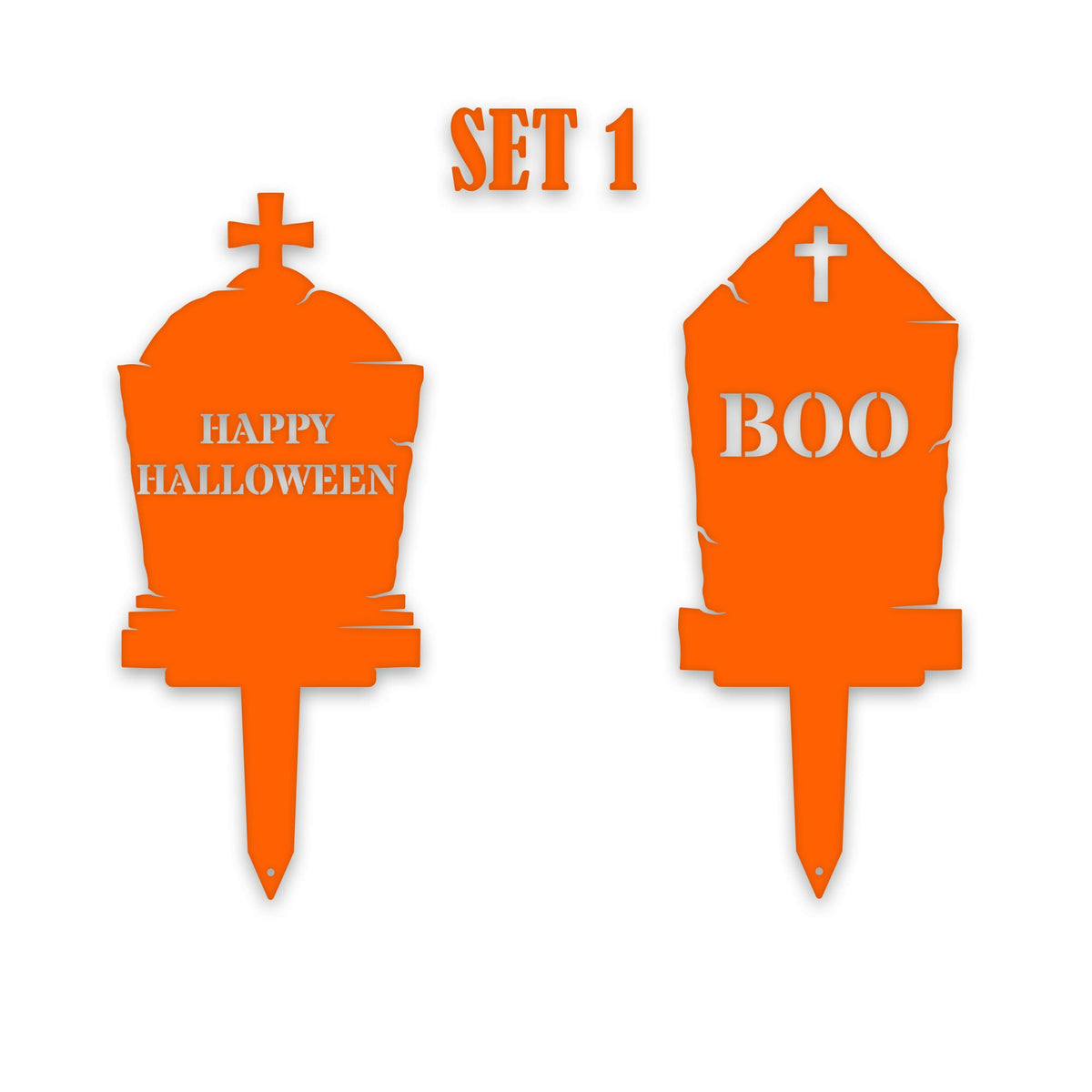 Halloween Grave Yard Stakes - Set of 2 - Headstones - Spooky Metal Yard Decor - Metal Fall Yard Art - Laser Cut Outdoor Metal Art