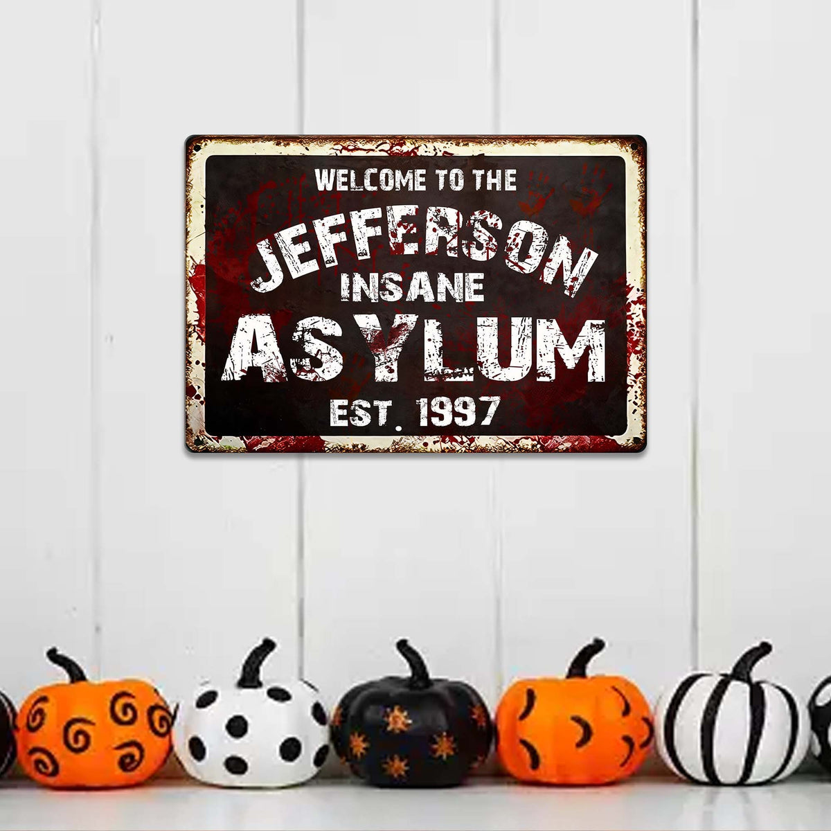 Custom Insane Asylum Metal Sign with LED, Halloween Decor