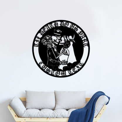 Custom Skeleton Couple Metal Wall Art, LED Light Sign