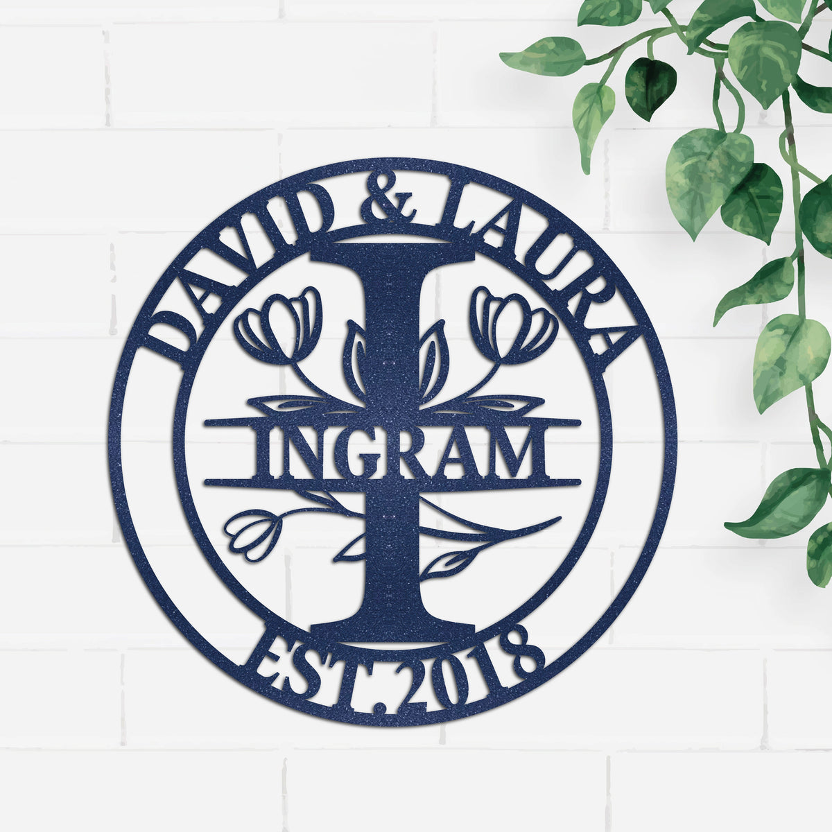 Personalized Family Name Metal Sign, Tulip Decor, Anniversary Gift