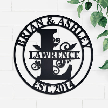 Personalized Metal Last Name Sign, Custom Family Wall Art, Anniversary Gift