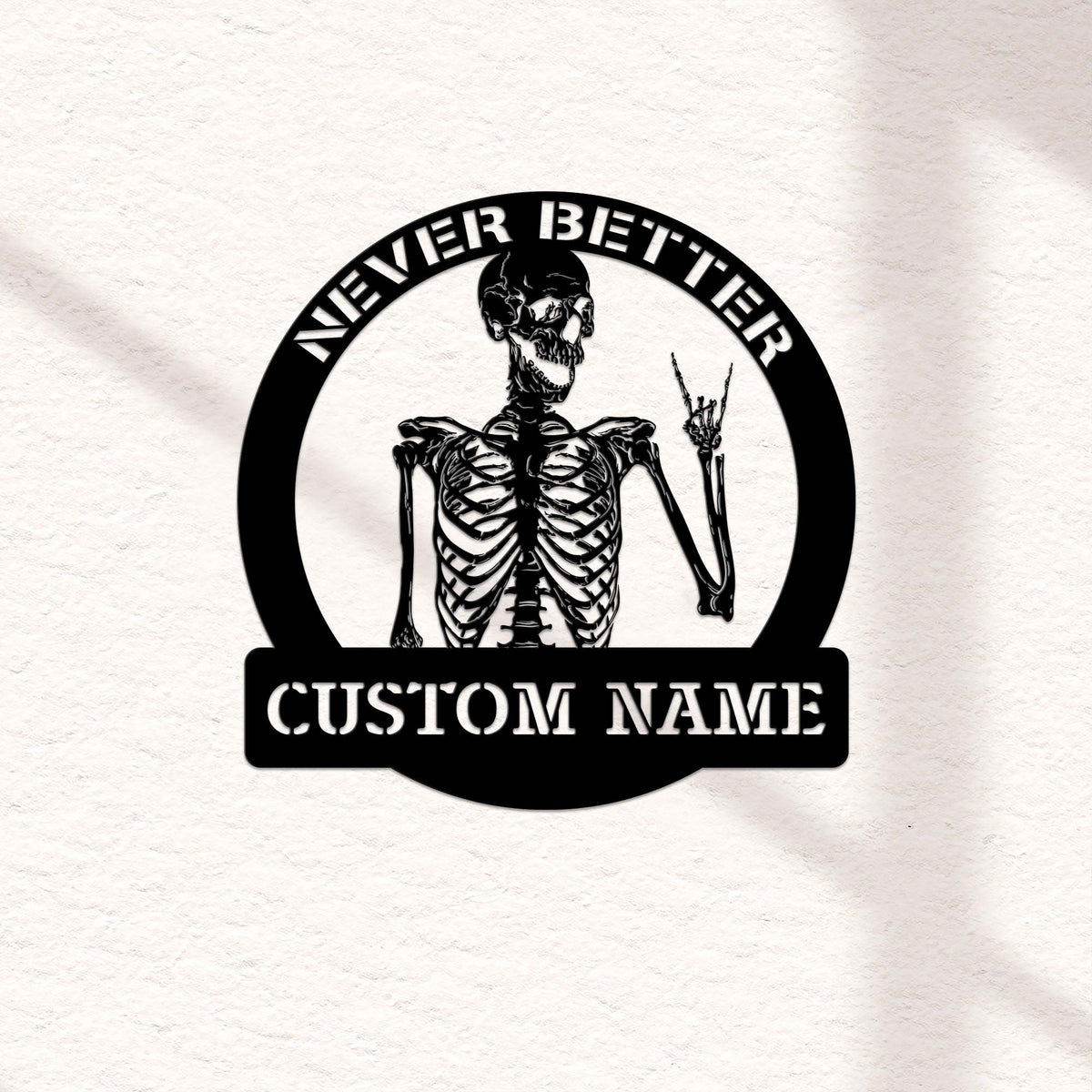 Custom Name Skeleton Metal Sign with LED Light, Spooky Halloween Decor