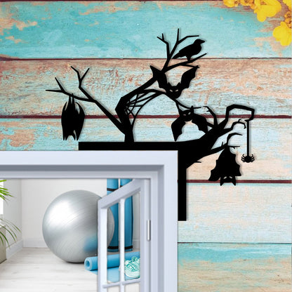 Metal Halloween Bats Door Corner Decor, Spooky Silhouette Wall Art