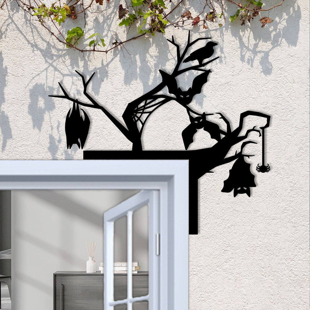 Metal Halloween Bats Door Corner Decor, Spooky Silhouette Wall Art