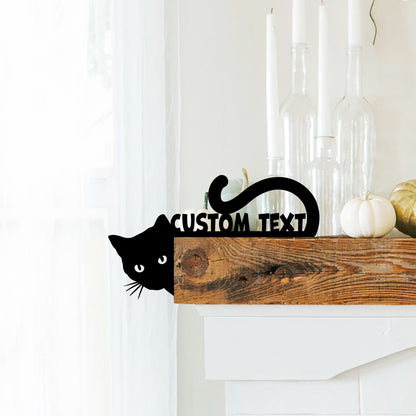 Custom Cat Metal Sign, Halloween Door Corner Decor, Black Cat Lover Gift